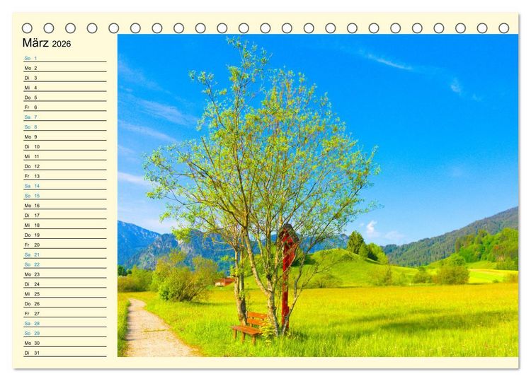 Produktbild: Bayern - Idylle zwischen Allg&auml;u und Bayerischen Alpen (Tischkalender 2026 DIN A5 quer), CALVENDO Monatskalender