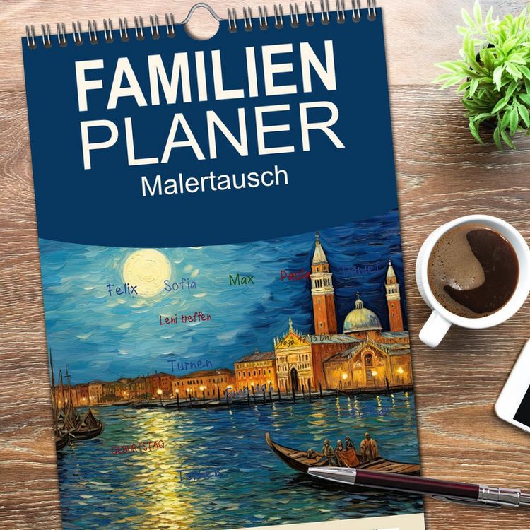 Produktbild: Familienplaner 2026 - Malertausch mit 5 Spalten (Wandkalender, 21 x 45 cm) CALVENDO