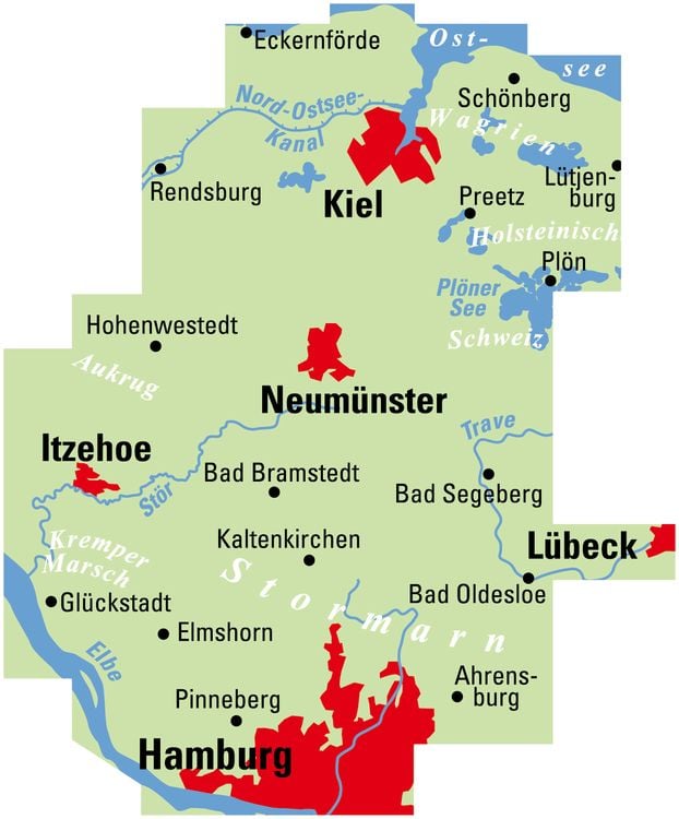 Produktbild: ADFC-Regionalkarte Hamburg/Neum&uuml;nster/Kiel 1:75.000, rei&szlig;- und wetterfest, mit GPS-Tracks-Download