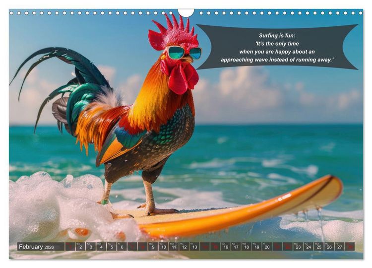 Produktbild: A year of fun with surfing animals (Wall Calendar 2026 DIN A3 landscape), CALVENDO 12 Month Wall Calendar