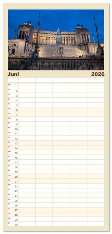 Produktbild: Familienplaner 2026 - Rom - Am Tag und in der Nacht mit 5 Spalten (Wandkalender, 21 x 45 cm) CALVENDO
