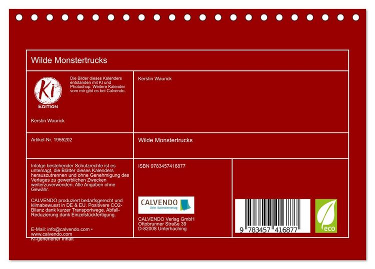 Produktbild: Wilde Monstertrucks (Tischkalender 2026 DIN A5 quer), CALVENDO Monatskalender