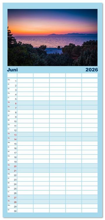 Produktbild: Familienplaner 2026 - Insel Kos in Griechenland mit 5 Spalten (Wandkalender, 21 x 45 cm) CALVENDO