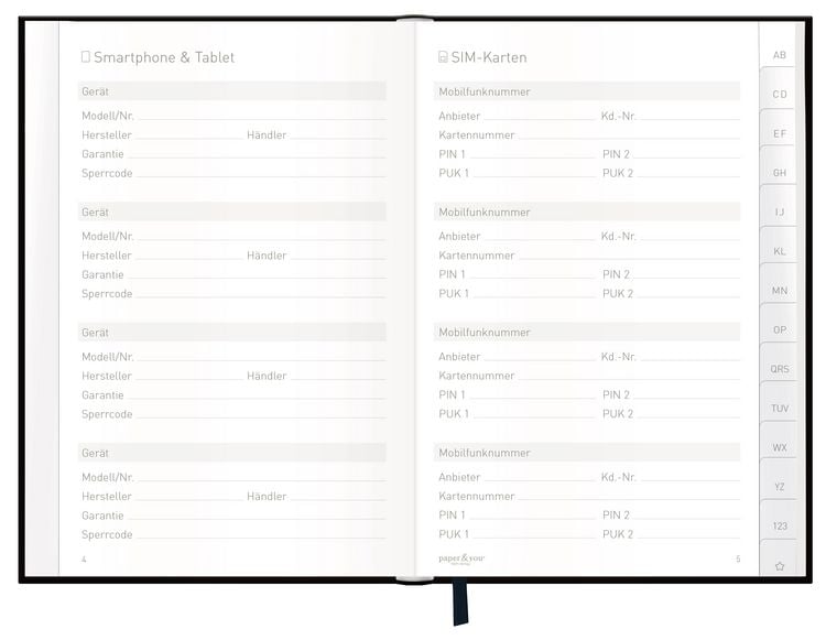 Produktbild: Passwort-Organizer A6+