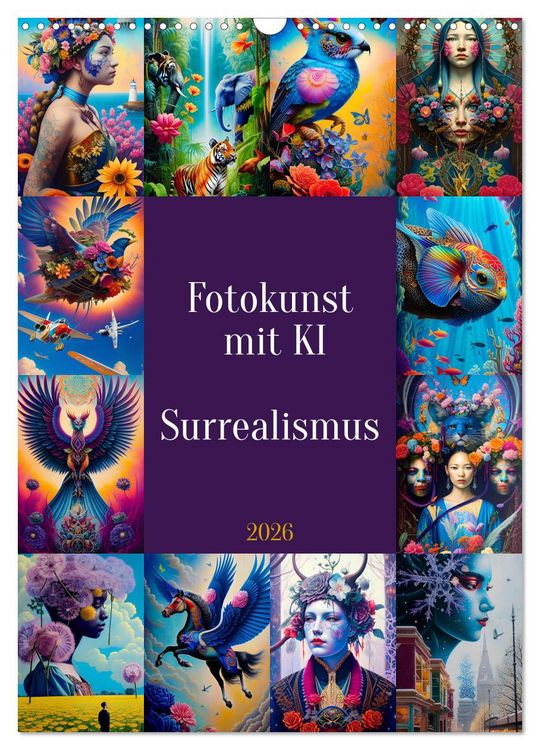 Produktbild: Fotokunst mit KI - Surrealismus (Wandkalender 2026 DIN A3 hoch), CALVENDO Monatskalender