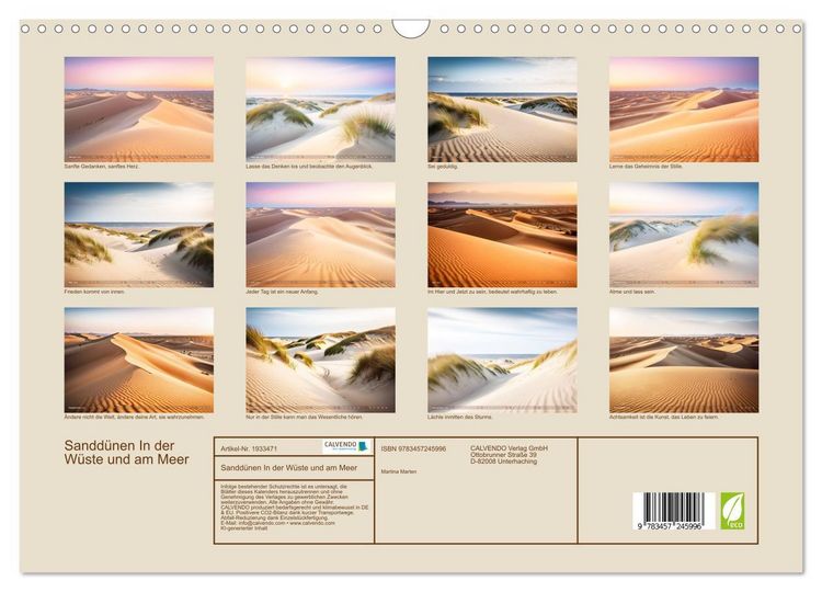 Produktbild: Sandd&uuml;nen In der W&uuml;ste und am Meer (Wandkalender 2026 DIN A3 quer), CALVENDO Monatskalender