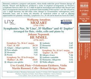 Produktbild: Sinfonien 35,36,41 (arr.J.N.Hummel)