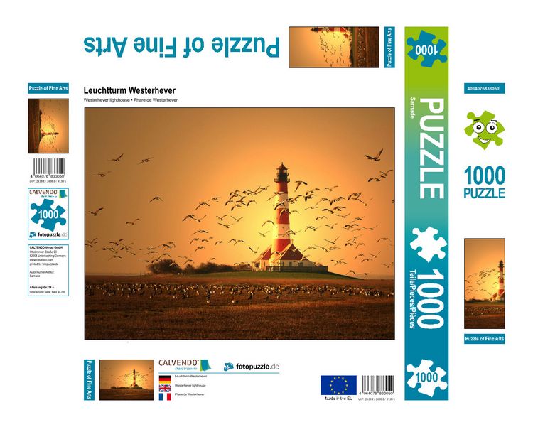 Produktbild: CALVENDO Puzzle Leuchtturm Westerhever | 1000 Teile Lege-Gr&ouml;&szlig;e 64x48cm Foto-Puzzle f&uuml;r gl&uuml;ckliche Stunden