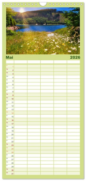 Produktbild: Familienplaner 2026 - Faszination Th&uuml;ringer Wald mit 5 Spalten (Wandkalender, 21 x 45 cm) CALVENDO