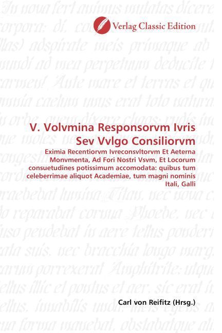 Produktbild: V. Volvmina Responsorvm Ivris Sev Vvlgo Consiliorvm