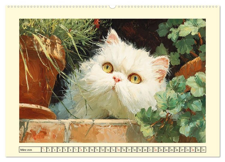 Produktbild: Perserkatzen. Flauschige Momente in kunstvoller &Ouml;loptik (Wandkalender 2026 DIN A2 quer), CALVENDO Monatskalender
