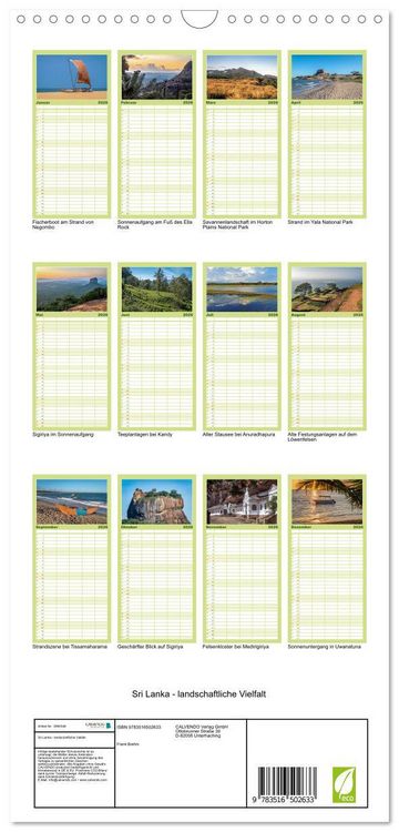 Produktbild: Familienplaner 2026 - Sri Lanka - landschaftliche Vielfalt mit 5 Spalten (Wandkalender, 21 x 45 cm) CALVENDO