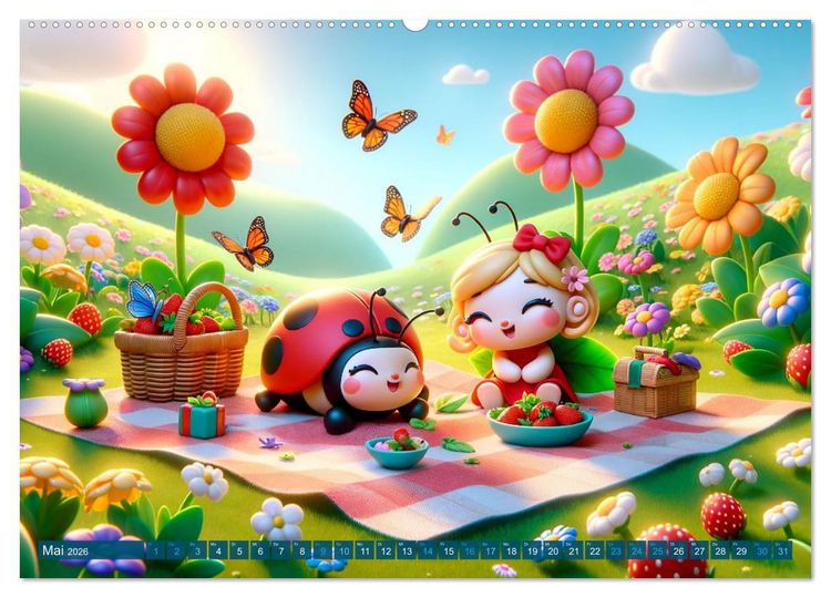 Produktbild: Kleine K&auml;fer, gro&szlig;e Abenteuer: Ein Jahreskalender f&uuml;r Kinder (hochwertiger Premium Wandkalender 2026 DIN A2 quer), Kunstdruck in Hochglanz