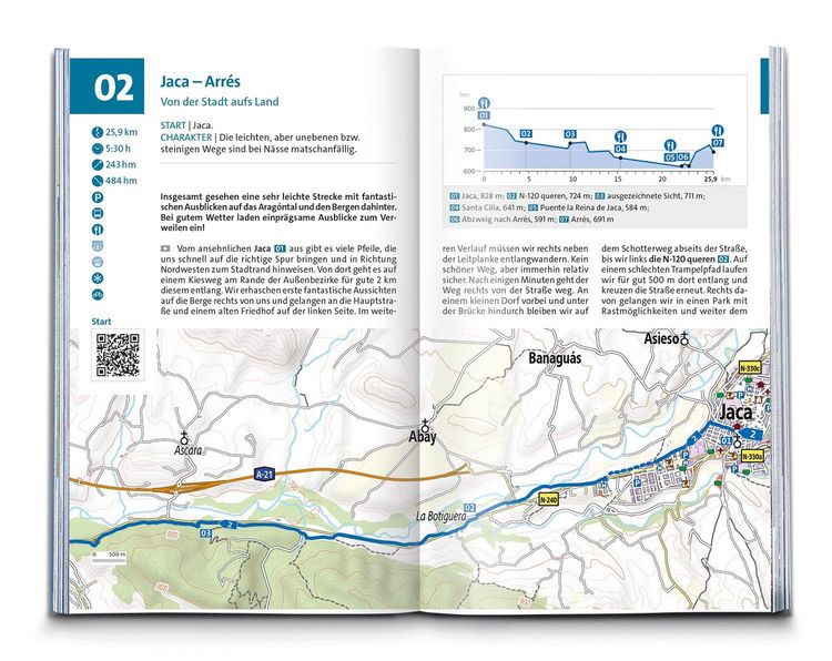 Produktbild: KOMPASS Wanderf&uuml;hrer Jakobsweg Spanien, Camino Franc&eacute;s. Von den Pyren&auml;en nach Santiago de Compostela und Fisterra, 46 Etappen mit Extra-Tourenkarte