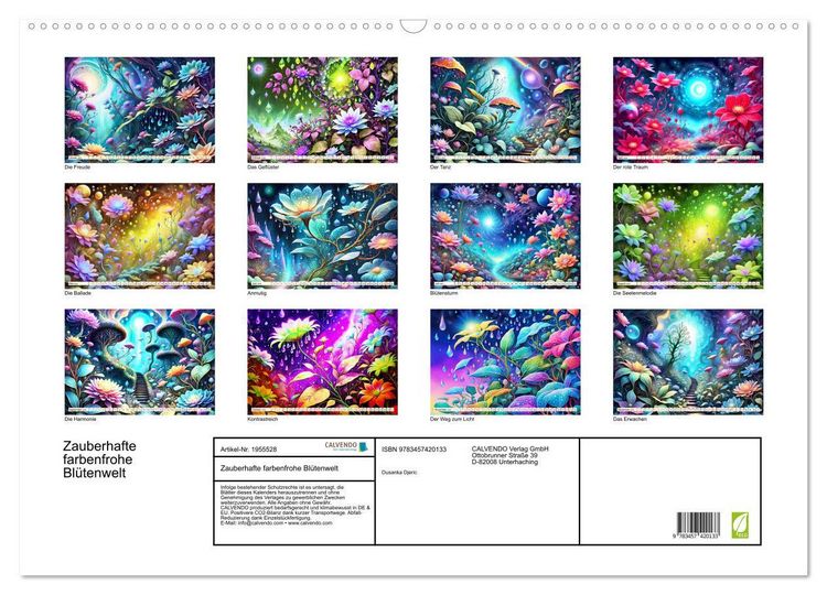 Produktbild: Zauberhafte farbenfrohe Bl&uuml;tenwelt (Wandkalender 2026 DIN A2 quer), CALVENDO Monatskalender