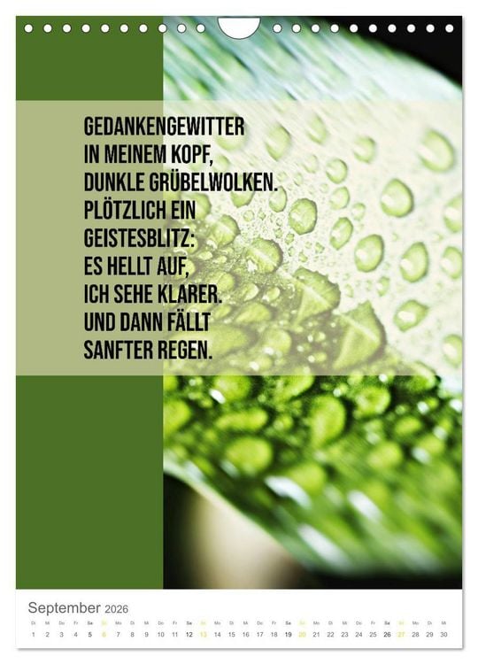 Produktbild: Tagesfarben - Poesie in Wort und Bild (Wandkalender 2026 DIN A4 hoch), CALVENDO Monatskalender