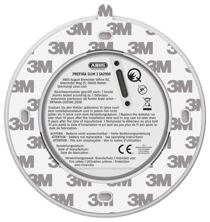 Produktbild: ABUS PREFIRA Slim Plus Rauchwarnmelder (&Oslash; x H) 110mm x 28.5mm