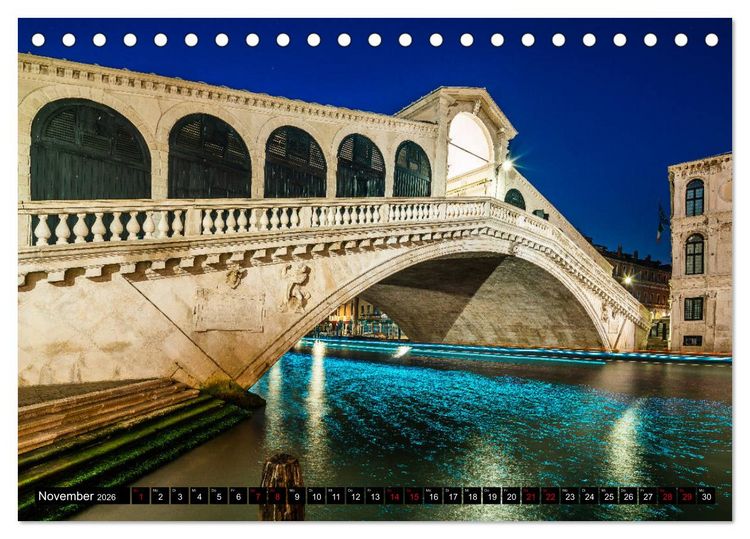 Produktbild: Venedig - Pal&auml;ste, Br&uuml;cken und Kan&auml;le (Tischkalender 2026 DIN A5 quer), CALVENDO Monatskalender