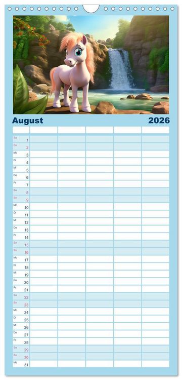 Produktbild: Familienplaner 2026 - Niedliche Ponys mit 5 Spalten (Wandkalender, 21 x 45 cm) CALVENDO