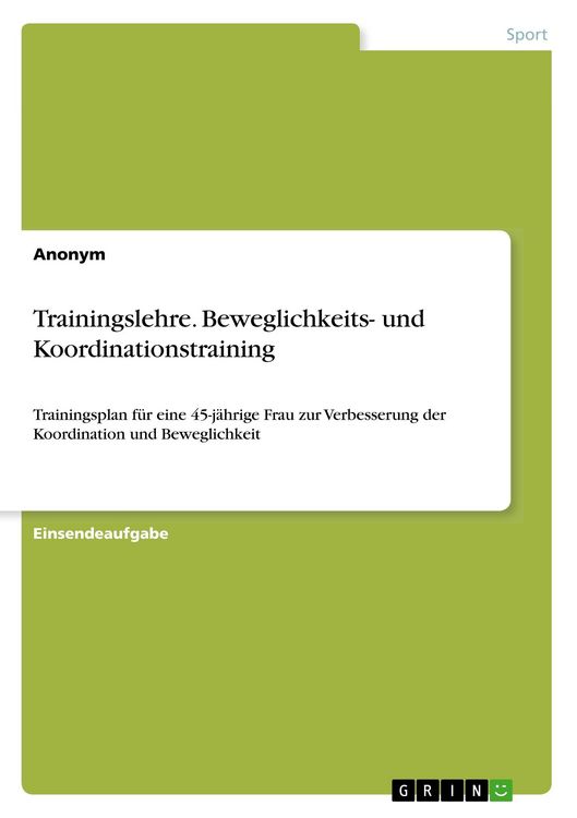 Produktbild: Trainingslehre. Beweglichkeits- und Koordinationstraining