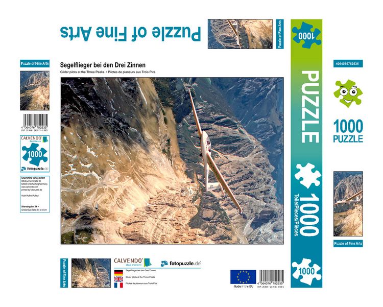 Produktbild: CALVENDO Puzzle Segelflieger bei den Drei Zinnen 1000 Teile Lege-Gr&ouml;&szlig;e 480 x 640 cm Foto-Puzzle Bild von Peter Roder