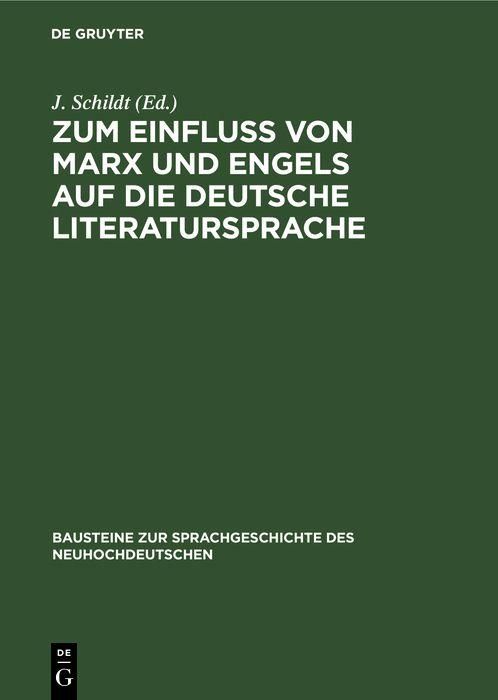 Produktbild: Zum Einflu&szlig; von Marx und Engels auf d&iquest;e deutsche Literatursprache