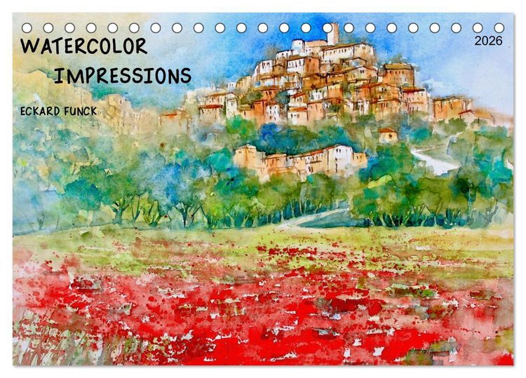 Produktbild: WATERCOLOR IMPRESSIONS (Desk Calendar 2026 DIN A5 landscape), CALVENDO 12 Month DeskCalendar