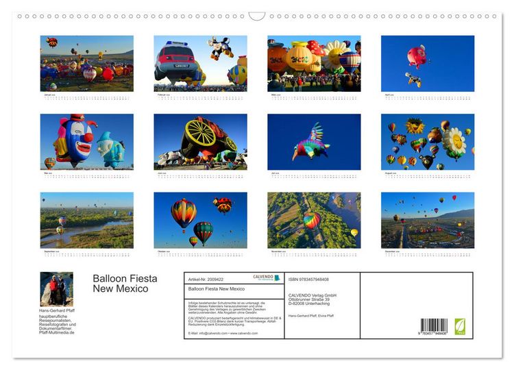 Produktbild: Balloon Fiesta New Mexico (Wandkalender 2026 DIN A2 quer), CALVENDO Monatskalender