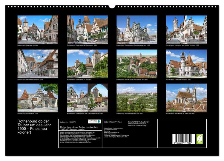 Produktbild: Rothenburg ob der Tauber um das Jahr 1900 &ndash; Fotos neu koloriert (hochwertiger Premium Wandkalender 2026 DIN A2 quer), Kunstdruck in Hochglanz