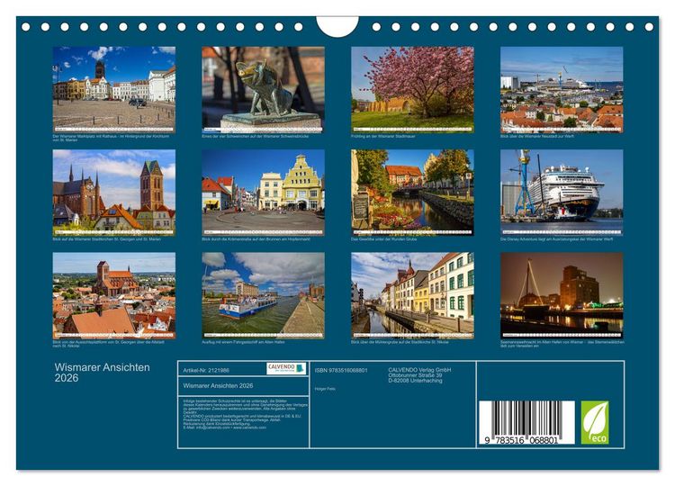 Produktbild: Wismarer Ansichten 2026 (Wandkalender 2026 DIN A4 quer), CALVENDO Monatskalender