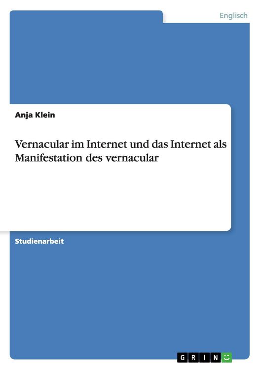 Produktbild: Vernacular im Internet und das Internet als Manifestation des vernacular