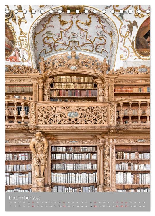 Produktbild: Waldsassen Stiftsbibliothek (Tischkalender 2026 DIN A5 hoch), CALVENDO Monatskalender