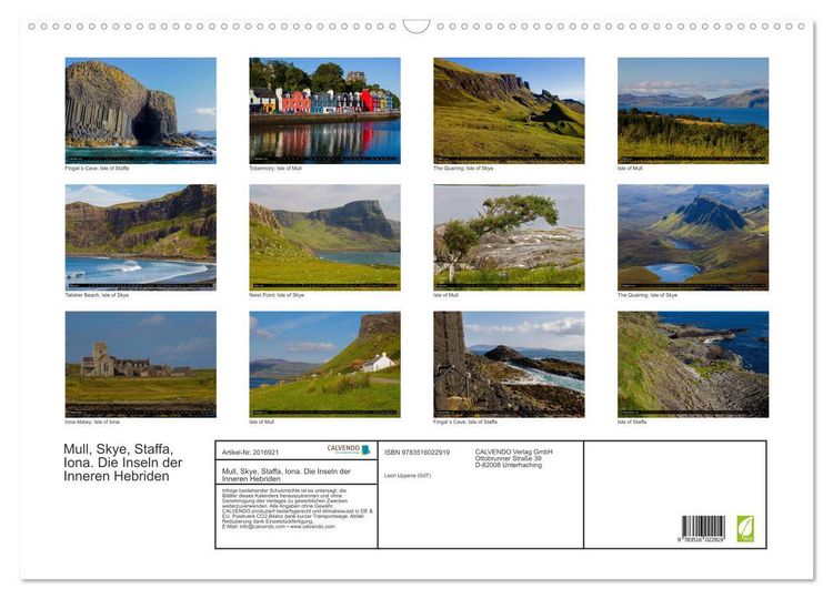 Produktbild: Mull, Skye, Staffa, Iona. Die Inseln der Inneren Hebriden (Wandkalender 2026 DIN A2 quer), CALVENDO Monatskalender