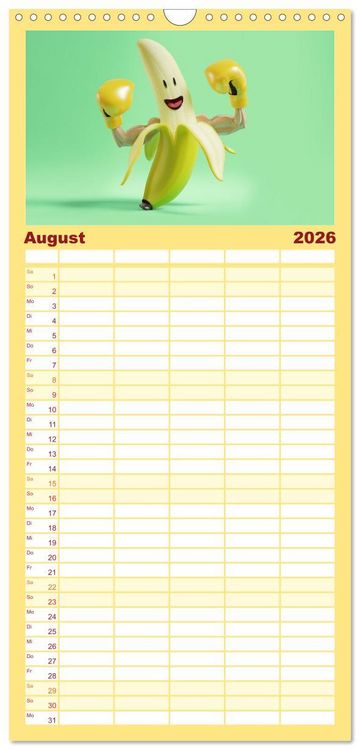 Produktbild: Familienplaner 2026 - Esse ich nicht! Der freche Kinderkalender mit Obst & Gem&uuml;se mit 5 Spalten (Wandkalender, 21 x 45 cm) CALVENDO