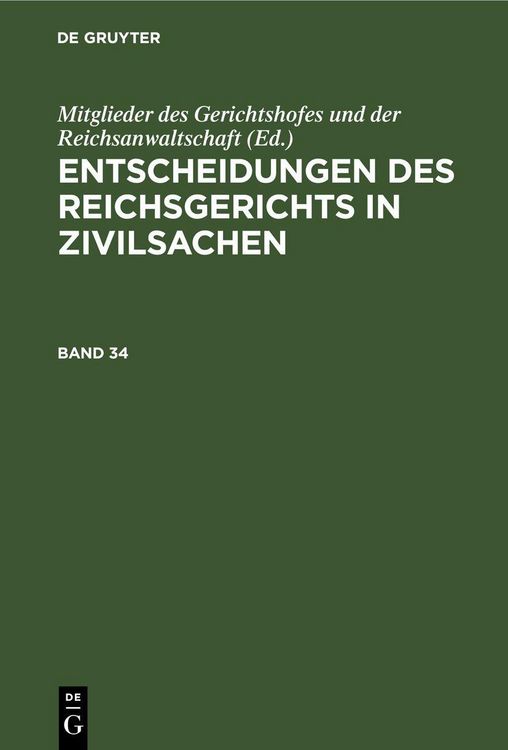 Produktbild: Entscheidungen des Reichsgerichts in Zivilsachen. Band 34