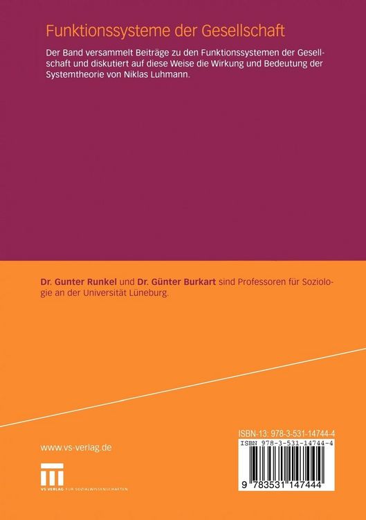 Produktbild: Funktionssysteme der Gesellschaft