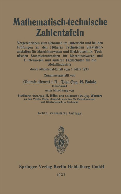 Produktbild: Mathematisch-technische Zahlentafeln