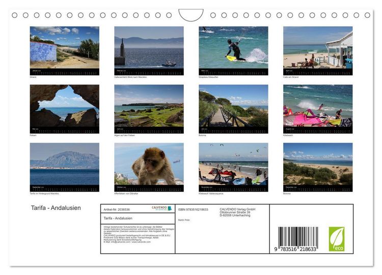 Produktbild: Tarifa - Andalusien (Wandkalender 2026 DIN A4 quer), CALVENDO Monatskalender