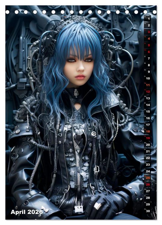 Produktbild: ROCKERINNEN Cyber, Goth, Punk und mehr (Tischkalender 2026 DIN A5 hoch), CALVENDO Monatskalender