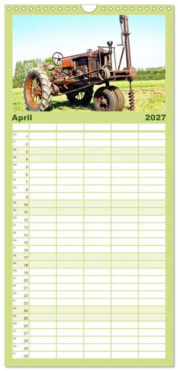 Produktbild: Familienplaner 2027 - Rostige alte Traktoren mit 5 Spalten (Wandkalender, 21 x 45 cm) CALVENDO
