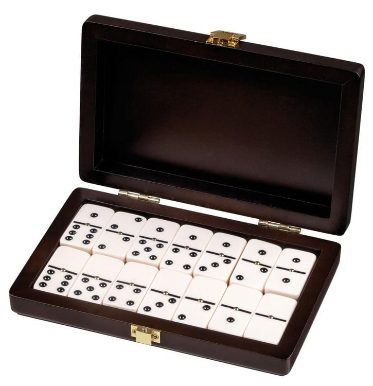 Produktbild: Domino, Doppel 6, in Box aus Walnussoptik