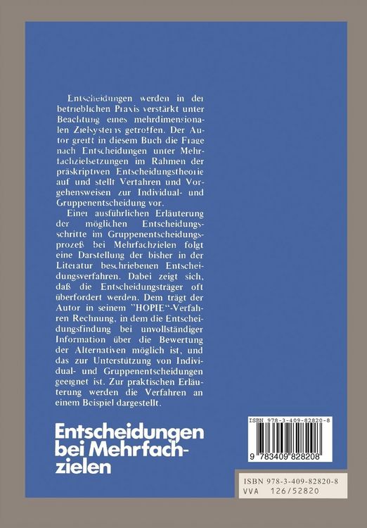Produktbild: Entscheidungen bei Mehrfachzielen