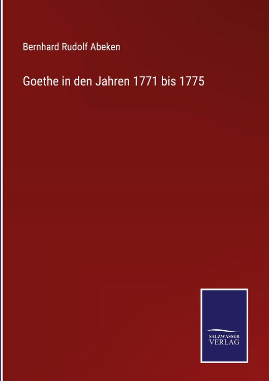 Produktbild: Goethe in den Jahren 1771 bis 1775