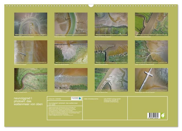 Produktbild: neunziggrad I photoart: das wattenmeer von oben (Wandkalender 2027 DIN A2 quer), CALVENDO Monatskalender