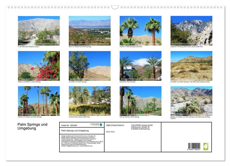 Produktbild: Palm Springs und Umgebung (Wandkalender 2026 DIN A2 quer), CALVENDO Monatskalender