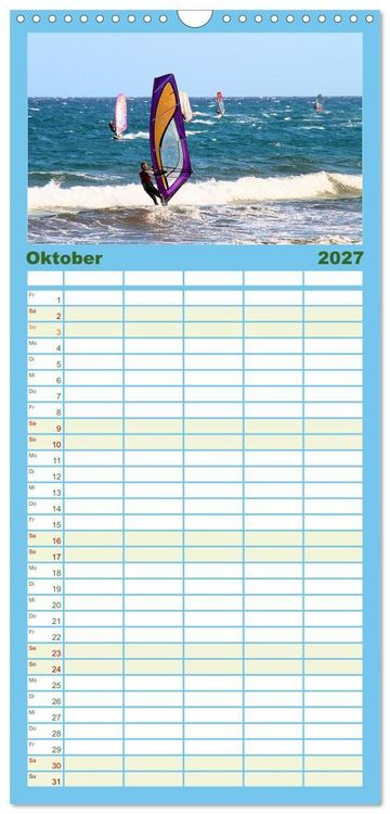 Produktbild: Familienplaner 2027 - Funsport Windsurfen mit 5 Spalten (Wandkalender, 21 x 45 cm) CALVENDO