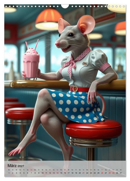 Produktbild: Rattenscharf &ndash; Pelzige Ladys im Pin-up-Stil (Wandkalender 2027 DIN A3 hoch), CALVENDO Monatskalender
