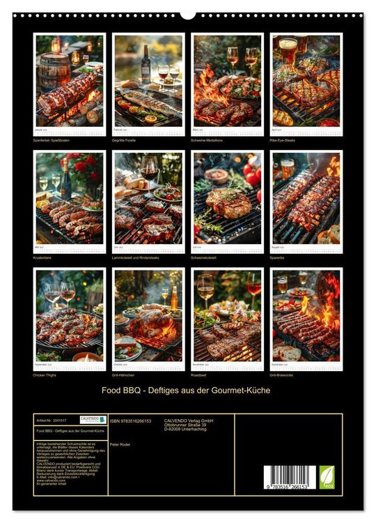 Produktbild: Food BBQ - Deftiges aus der Gourmet-K&uuml;che (hochwertiger Premium Wandkalender 2026 DIN A2 hoch), Kunstdruck in Hochglanz