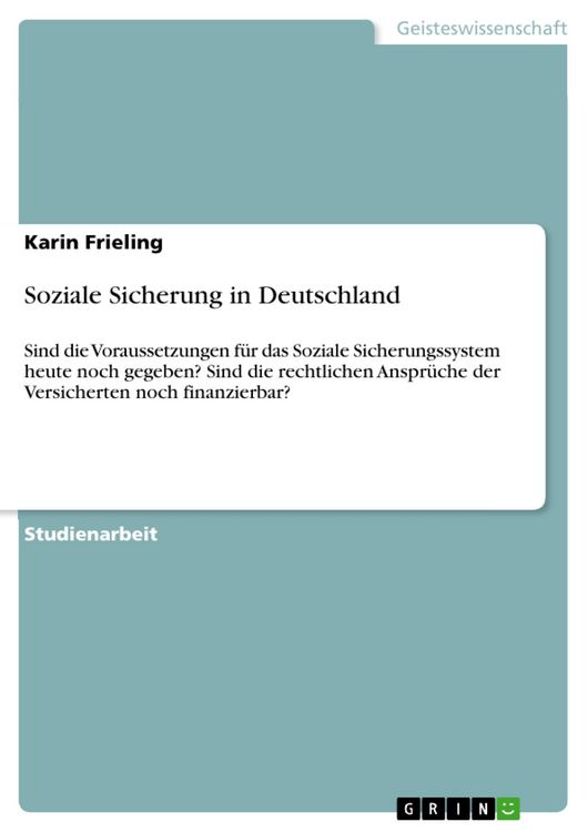 Produktbild: Soziale Sicherung in Deutschland