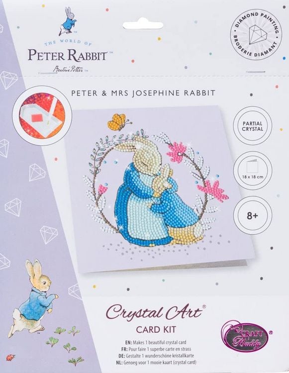 Produktbild: Craft Buddy CCK-PRBT05 - Crystal Art Cards, Peter Rabbit, Peter & Mrs. Josephine Hase, 18x18 cm, Diamond Painting, Kunstkarte